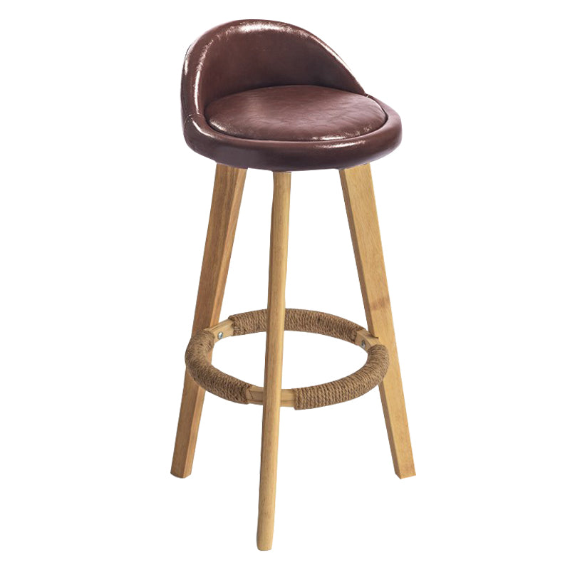Modern Armless Backrest Counter Stool Rubber Wood kitchen Bar Stool with Cushion and Pedal