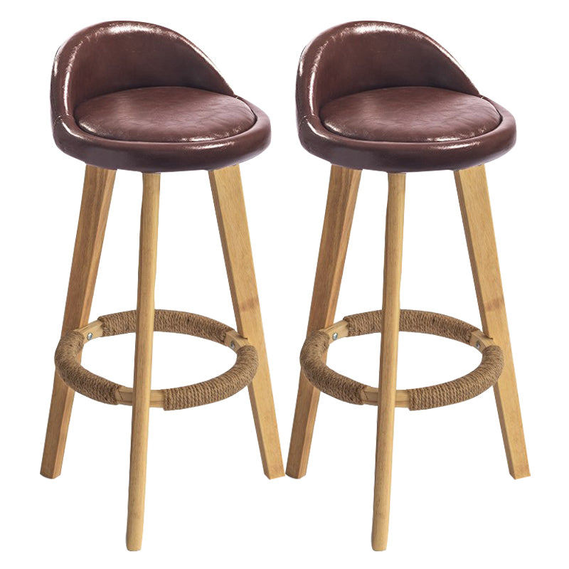 Modern Armless Backrest Counter Stool Rubber Wood kitchen Bar Stool with Cushion and Pedal