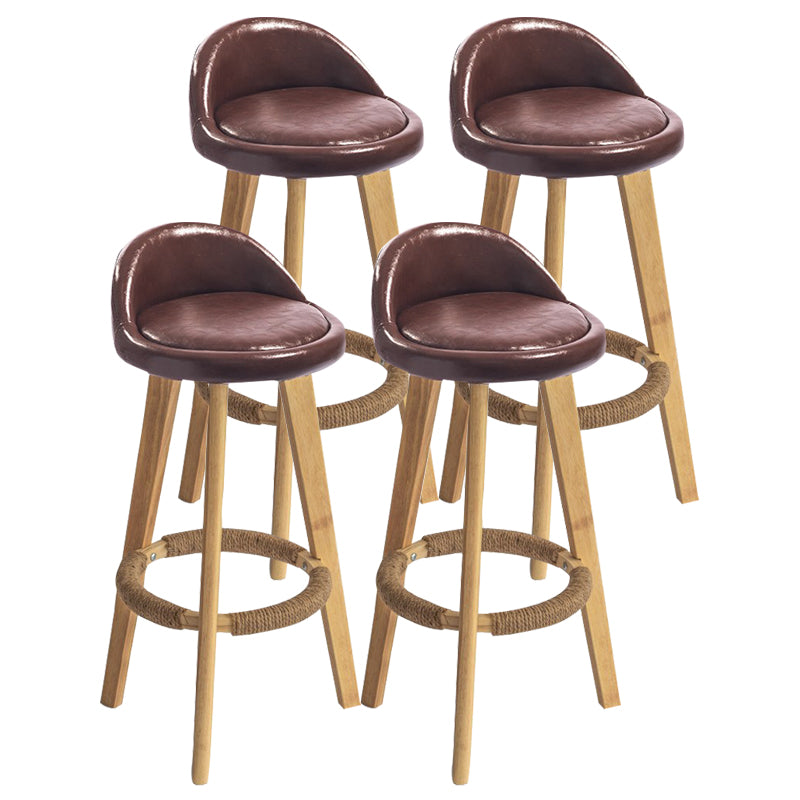 Modern Armless Backrest Counter Stool Rubber Wood kitchen Bar Stool with Cushion and Pedal