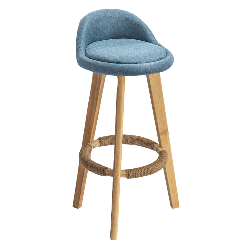 Modern Armless Backrest Counter Stool Rubber Wood kitchen Bar Stool with Cushion and Pedal