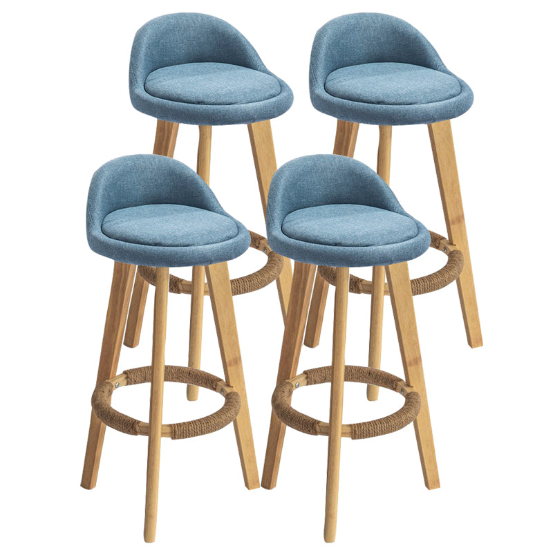 Modern Armless Backrest Counter Stool Rubber Wood kitchen Bar Stool with Cushion and Pedal