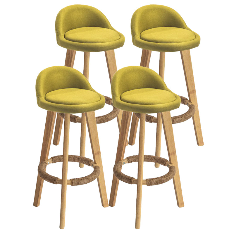 Modern Armless Backrest Counter Stool Rubber Wood kitchen Bar Stool with Cushion and Pedal