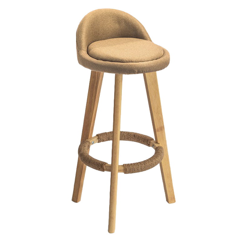 Modern Armless Backrest Counter Stool Rubber Wood kitchen Bar Stool with Cushion and Pedal