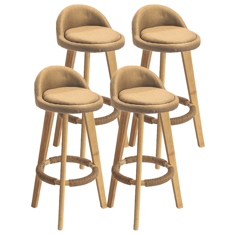 Modern Armless Backrest Counter Stool Rubber Wood kitchen Bar Stool with Cushion and Pedal