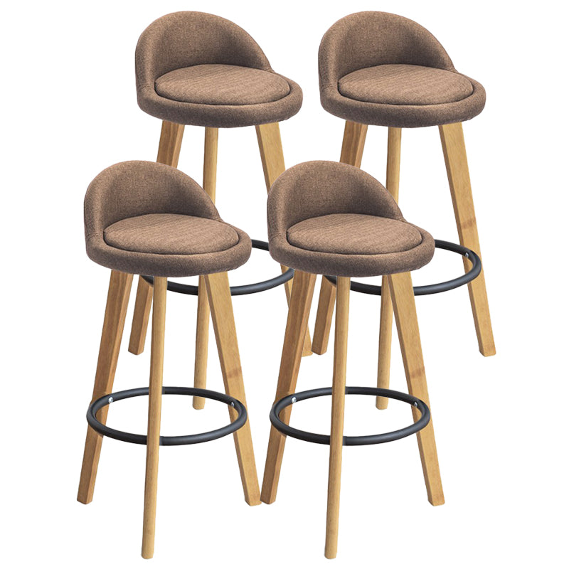 Modern Armless Backrest Counter Stool Rubber Wood kitchen Bar Stool with Cushion and Pedal
