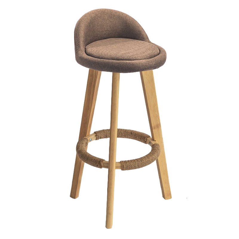 Modern Armless Backrest Counter Stool Rubber Wood kitchen Bar Stool with Cushion and Pedal