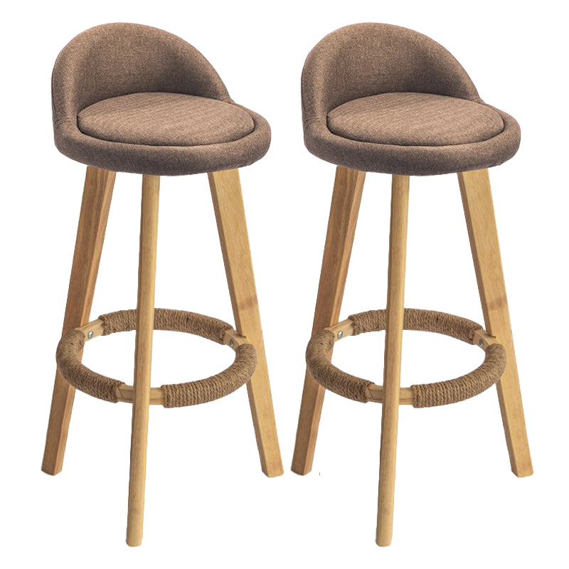 Modern Armless Backrest Counter Stool Rubber Wood kitchen Bar Stool with Cushion and Pedal