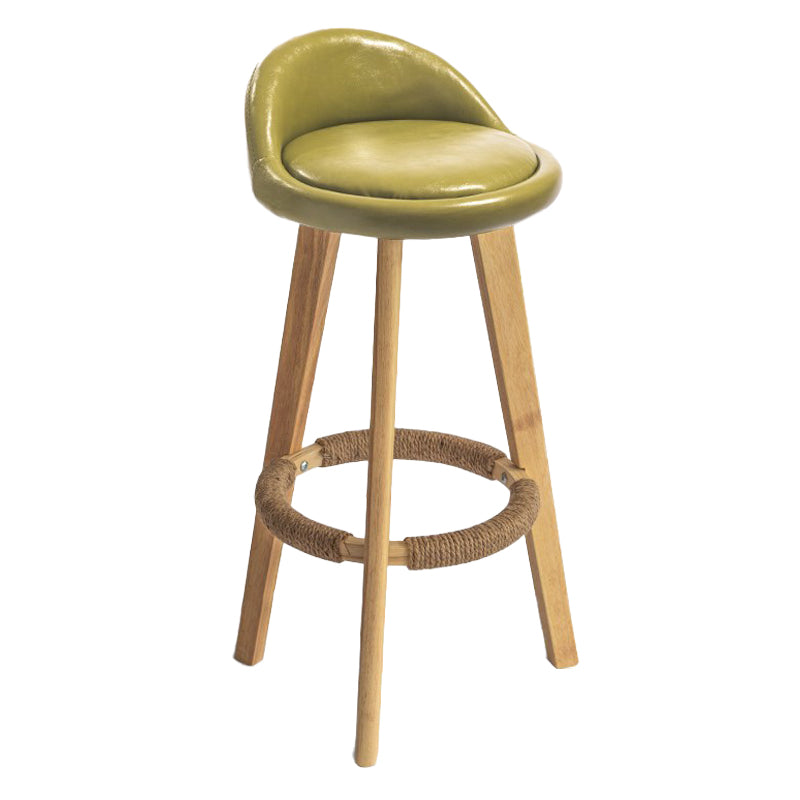 Modern Armless Backrest Counter Stool Rubber Wood kitchen Bar Stool with Cushion and Pedal