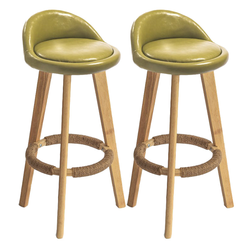 Modern Armless Backrest Counter Stool Rubber Wood kitchen Bar Stool with Cushion and Pedal
