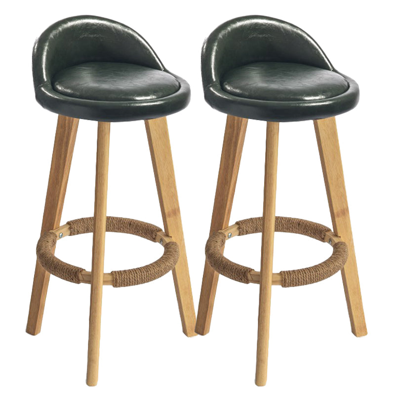 Modern Armless Backrest Counter Stool Rubber Wood kitchen Bar Stool with Cushion and Pedal