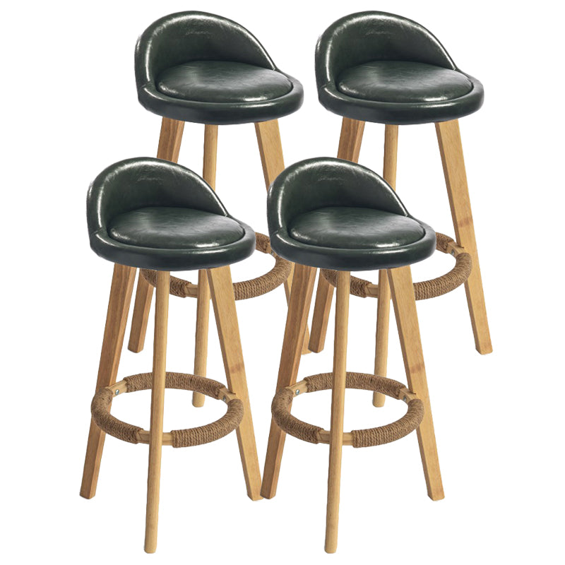Modern Armless Backrest Counter Stool Rubber Wood kitchen Bar Stool with Cushion and Pedal