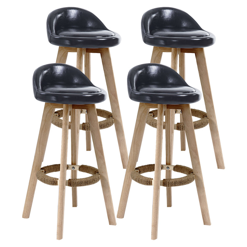 Scandinavian Rubberwood Upholstered Barstool Matte Finish Home Stool