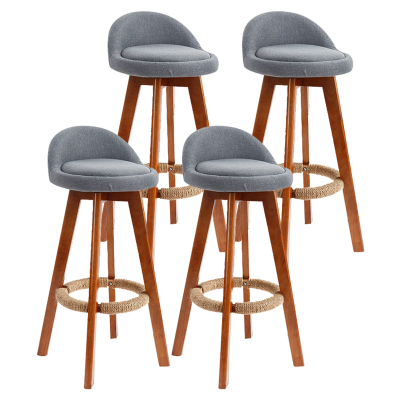 Scandinavian Rubberwood Upholstered Barstool Matte Finish Home Stool