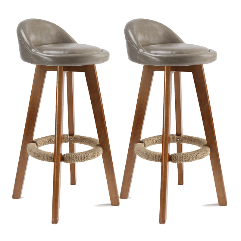 Scandinavian Rubberwood Upholstered Barstool Matte Finish Home Stool
