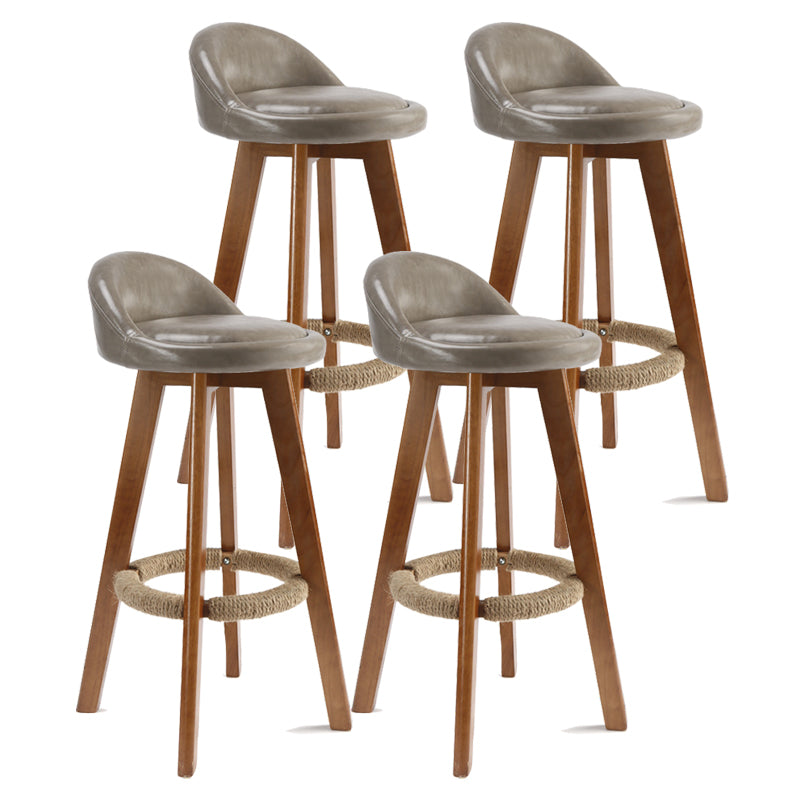 Scandinavian Rubberwood Upholstered Barstool Matte Finish Home Stool