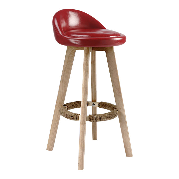 Scandinavian Rubberwood Upholstered Barstool Matte Finish Home Stool