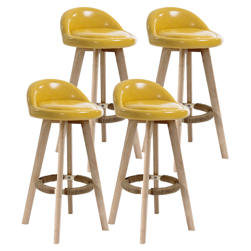 Scandinavian Rubberwood Upholstered Barstool Matte Finish Home Stool