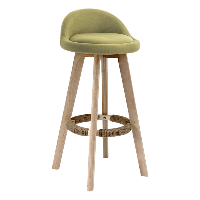 Scandinavian Rubberwood Upholstered Barstool Matte Finish Home Stool