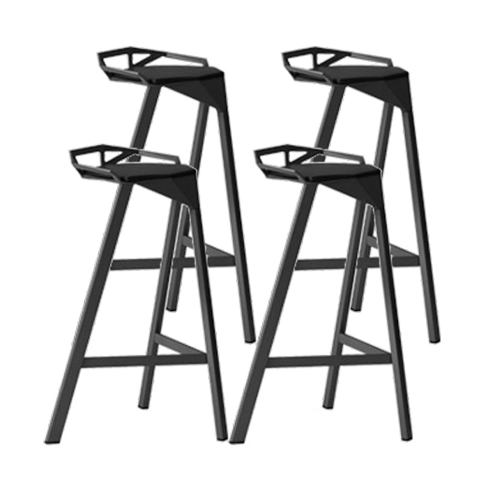 Modern Armless Backrest Counter Stool Iron Kitchen Bar Stool with Leather Cushion