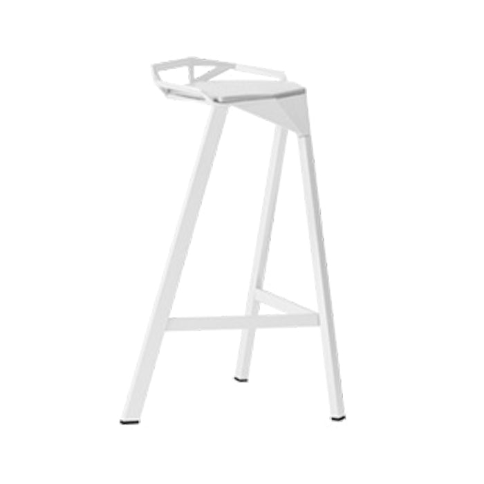 Modern Armless Backrest Counter Stool Iron Kitchen Bar Stool with Leather Cushion