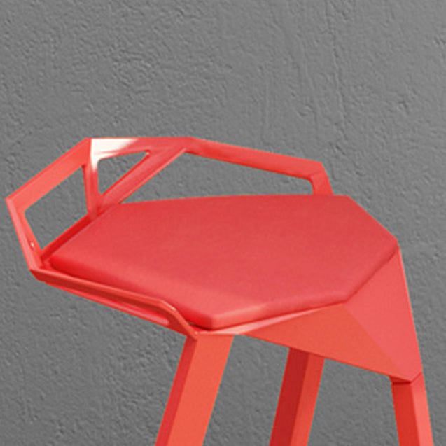 Modern Armless Backrest Counter Stool Iron Kitchen Bar Stool with Leather Cushion