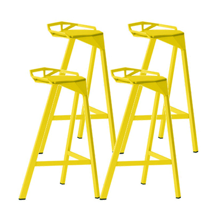 Modern Armless Backrest Counter Stool Iron Kitchen Bar Stool with Leather Cushion