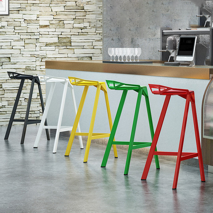 Modern Armless Backrest Counter Stool Iron Kitchen Bar Stool with Leather Cushion