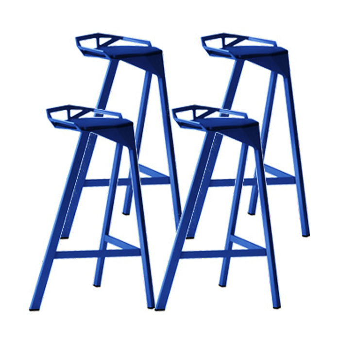 Modern Armless Backrest Counter Stool Iron Kitchen Bar Stool with Leather Cushion