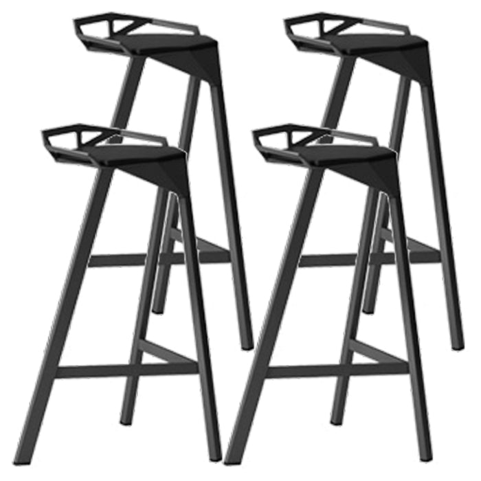 Modern Armless Backrest Counter Stool Iron Kitchen Bar Stool with Leather Cushion