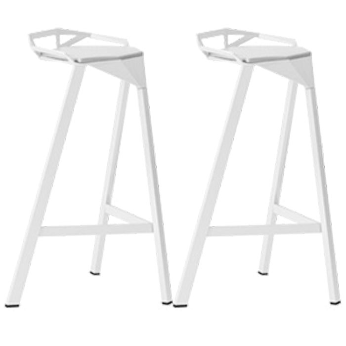 Modern Armless Backrest Counter Stool Iron Kitchen Bar Stool with Leather Cushion