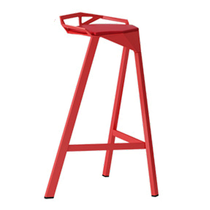 Modern Armless Backrest Counter Stool Iron Kitchen Bar Stool with Leather Cushion