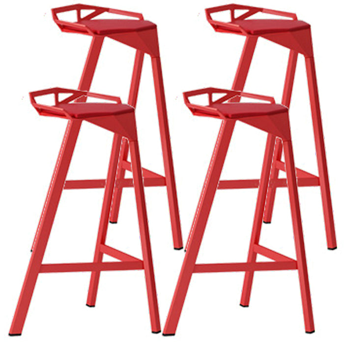 Modern Armless Backrest Counter Stool Iron Kitchen Bar Stool with Leather Cushion