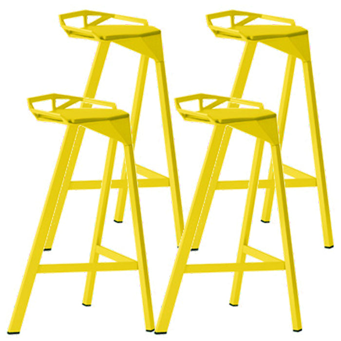 Modern Armless Backrest Counter Stool Iron Kitchen Bar Stool with Leather Cushion