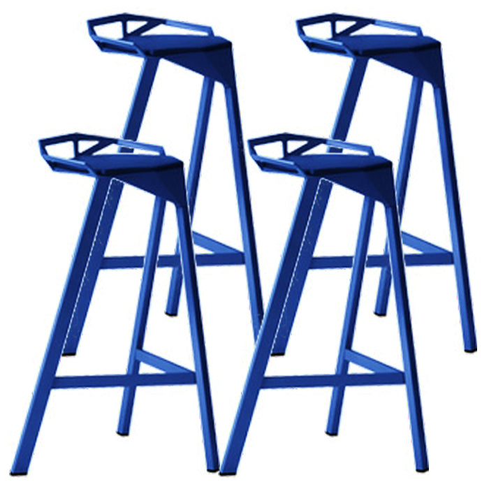 Modern Armless Backrest Counter Stool Iron Kitchen Bar Stool with Leather Cushion