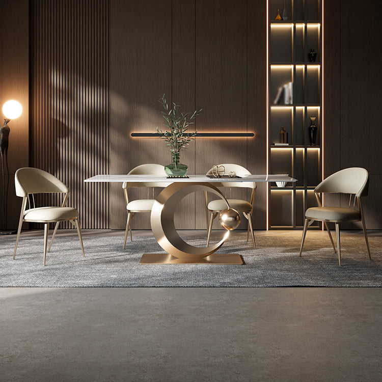 1/4/5/6/7 Pieces Dining Chairs Set  Sintered Stone Dining Table Set Rectangle Table