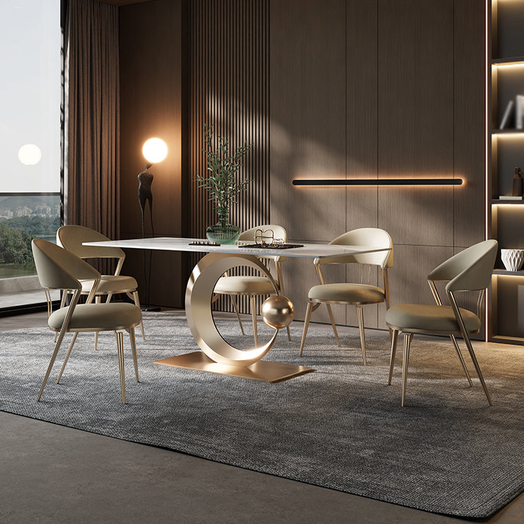 1/4/5/6/7 Pieces Dining Chairs Set  Sintered Stone Dining Table Set Rectangle Table