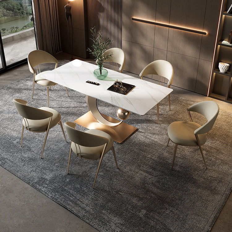 1/4/5/6/7 Pieces Dining Chairs Set  Sintered Stone Dining Table Set Rectangle Table