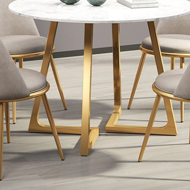 Glam 1/4/5/6 Pieces Dining Set Round Stone Dining Table for Dining Room