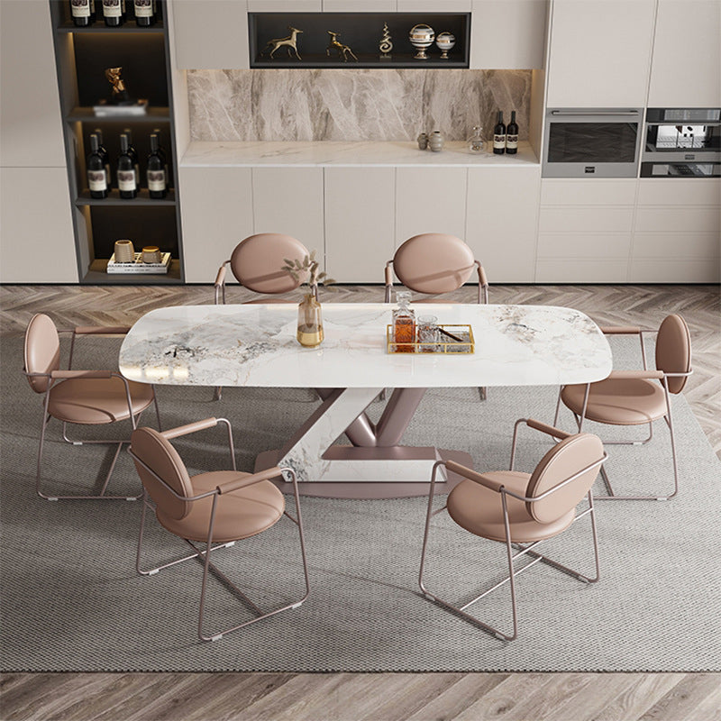 Nordic Glam Style 1/4/5/7 Pieces Dining Sintered Stone Dining Table Set with Metal Legs