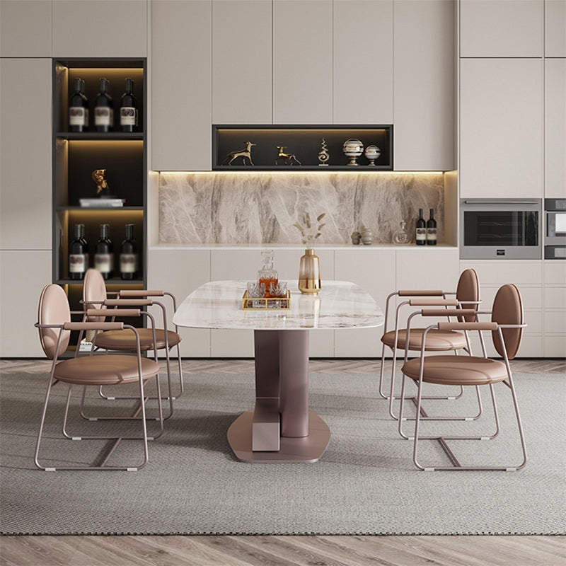 Nordic Glam Style 1/4/5/7 Pieces Dining Sintered Stone Dining Table Set with Metal Legs