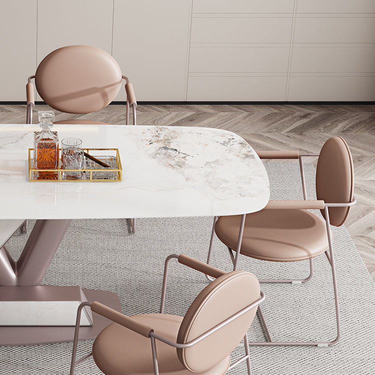 Nordic Glam Style 1/4/5/7 Pieces Dining Sintered Stone Dining Table Set with Metal Legs