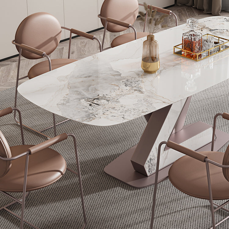 Nordic Glam Style 1/4/5/7 Pieces Dining Sintered Stone Dining Table Set with Metal Legs