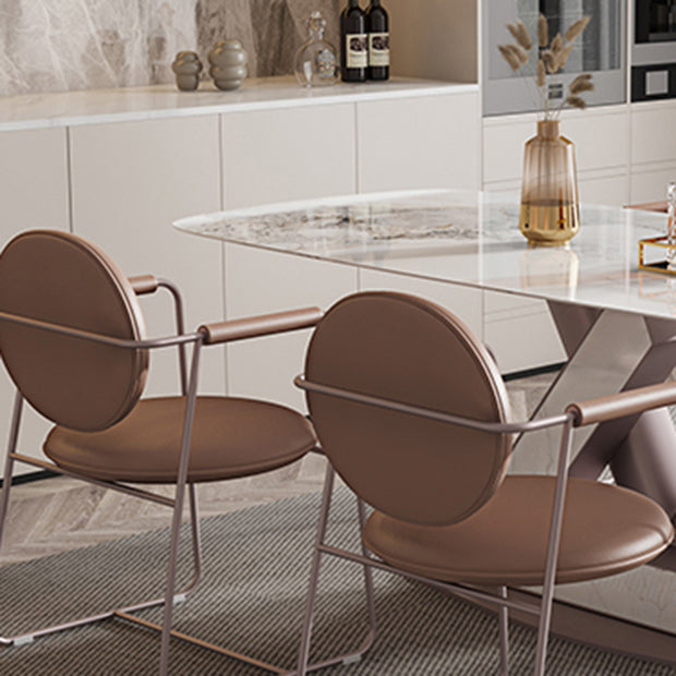 Nordic Glam Style 1/4/5/7 Pieces Dining Sintered Stone Dining Table Set with Metal Legs