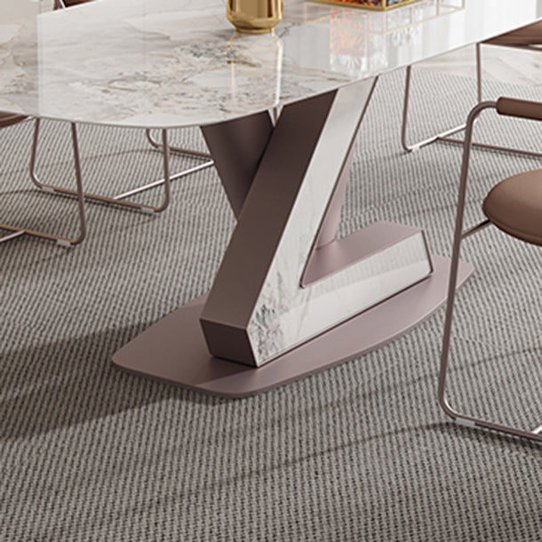 Nordic Glam Style 1/4/5/7 Pieces Dining Sintered Stone Dining Table Set with Metal Legs