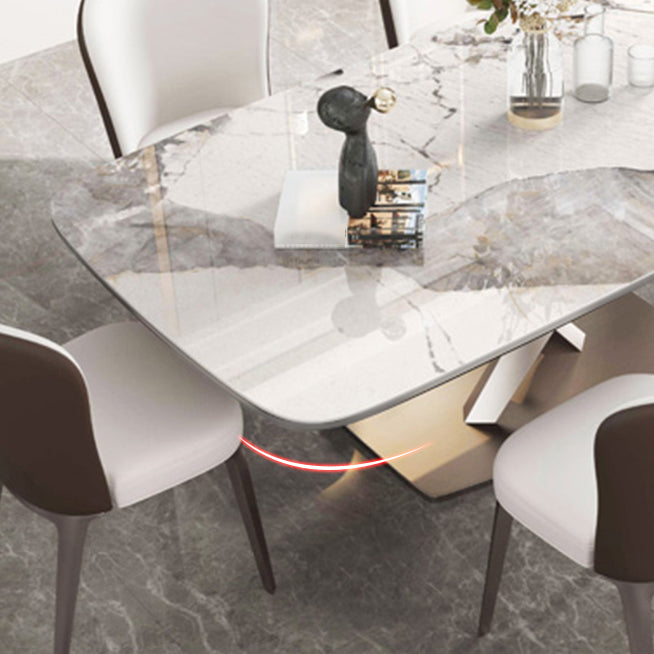 Nordic 1/4/5/7 Pieces Dining Sintered Stone Dining Table Set with Metal Legs
