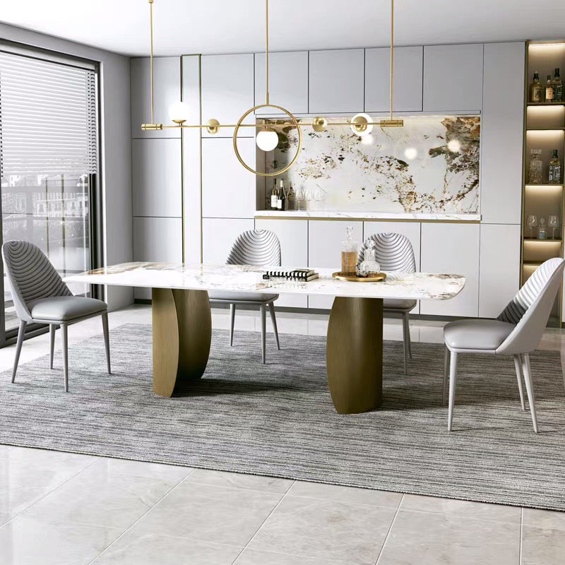 Glam 1/4/5/7 Pieces Dining Set Rectangular Double Pedestal Dining Set
