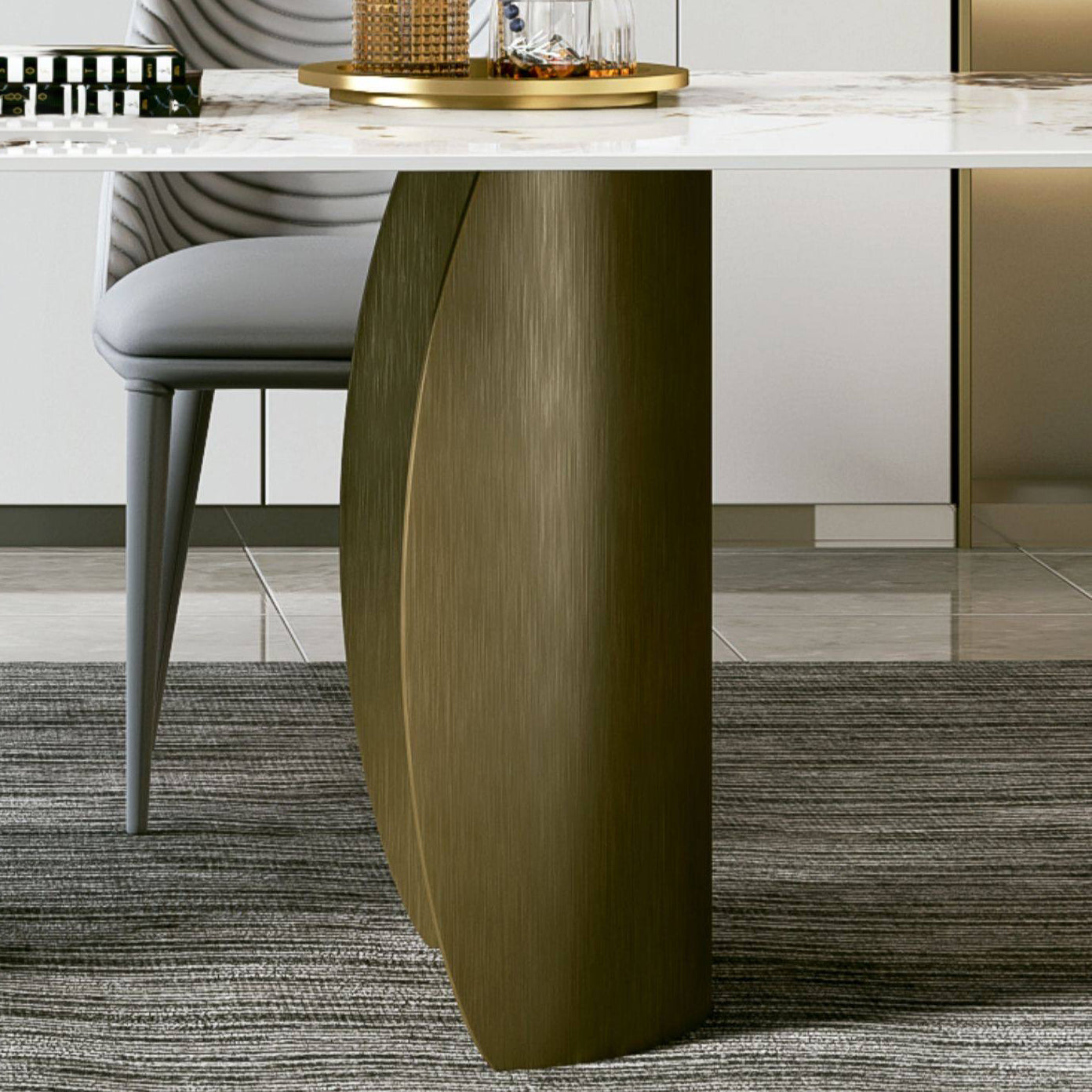 Glam 1/4/5/7 Pieces Dining Set Rectangular Double Pedestal Dining Set