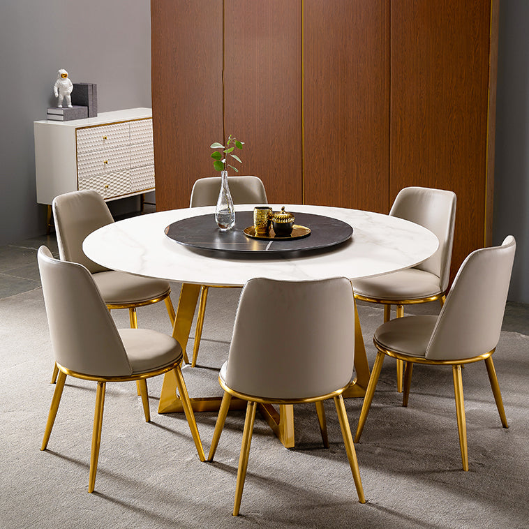 1/4/5/7 Pieces Dining Chairs Set Round Sintered Stone Dining Table Set for Home Use