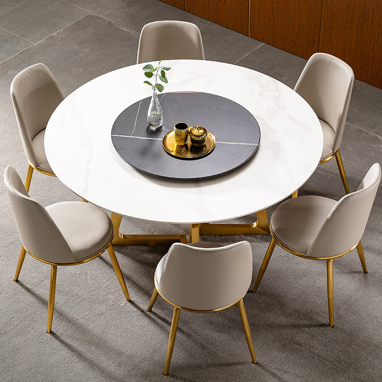 1/4/5/7 Pieces Dining Chairs Set Round Sintered Stone Dining Table Set for Home Use