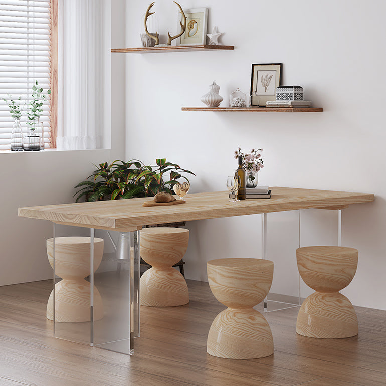 Modern 1/5 Pieces Dining Set Rectangle Pine Wood Dining Table for Dining Room